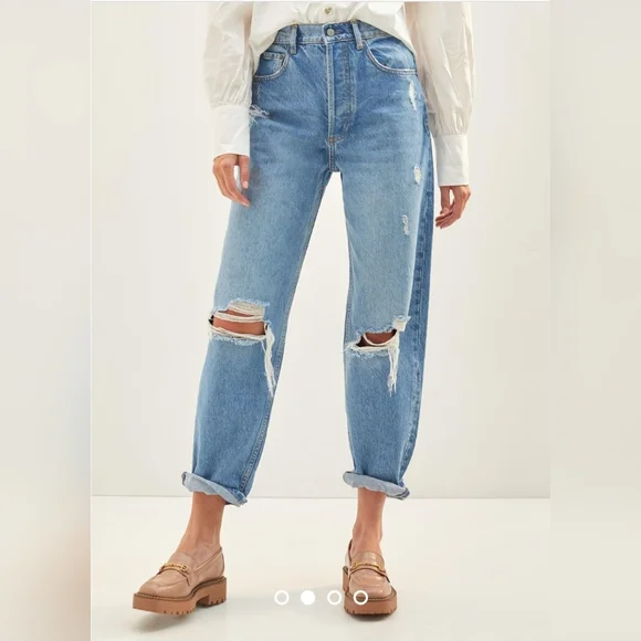 Boyish High Rise The Toby Relaxed Taper Lyocell Distressed Jeans Size 26 , 14" - Picture 8 of 16